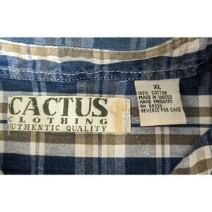 Vintage CACTUS CLOTHING Long Sleeve Heavy Knit Plaid Shirt ~ Size XL ~ EUC